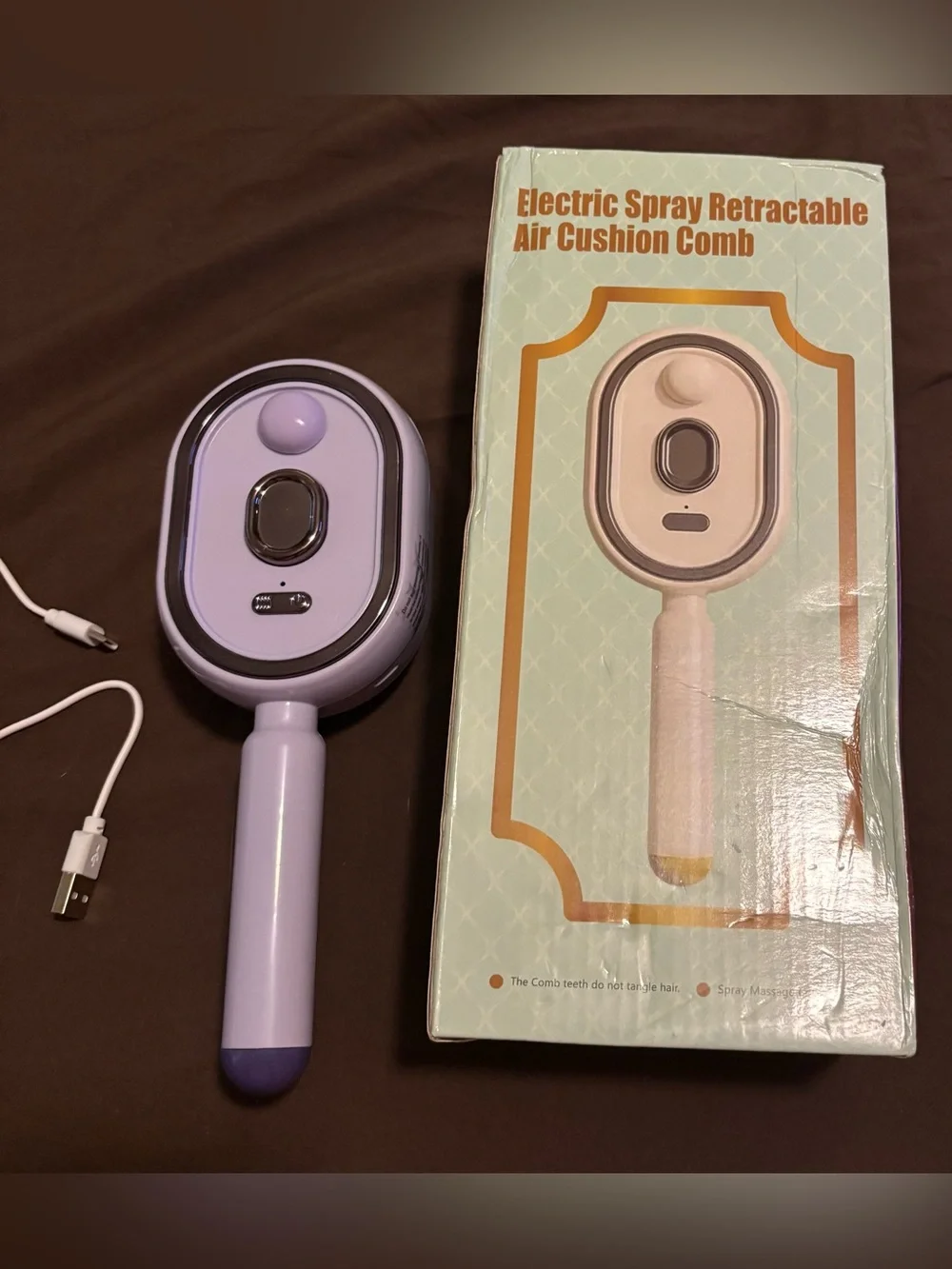 Electric Spray Retractable Air Cushion Comb - Lavender